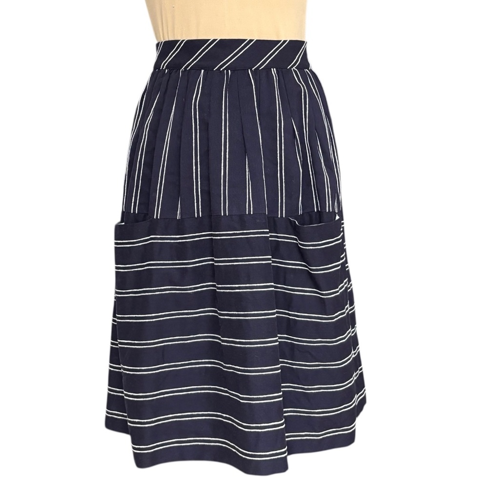 skirt MAUVE navy S full 23" front pockets light lining cottage cotton poly weave